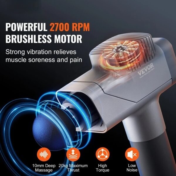 Deep Tissue Massage Gun with 8 Speeds & 6 Heads - Image 3